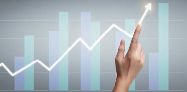 Finansal gösterge ve muhasebe piyasa analizi grafiklerine elle dokunmak