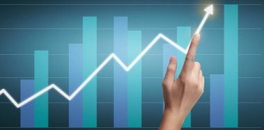 Finansal gösterge ve muhasebe piyasa analizi grafiklerine elle dokunmak