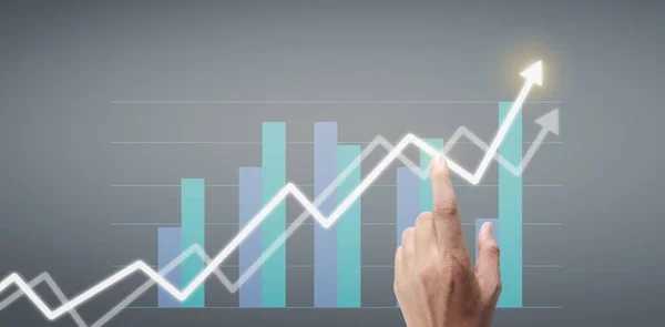 Berühren Einer Grafik Des Finanzindikators Und Des Marktwirtschaftlichen Analysediagramms Mit — Stockfoto