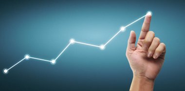 Finansal gösterge ve muhasebe piyasa analizi grafiklerine elle dokunmak