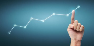 Finansal gösterge ve muhasebe piyasa analizi grafiklerine elle dokunmak
