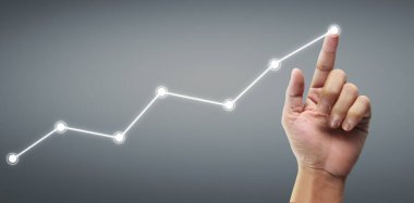 Finansal gösterge ve muhasebe piyasa analizi grafiklerine elle dokunmak