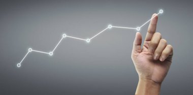Finansal gösterge ve muhasebe piyasa analizi grafiklerine elle dokunmak