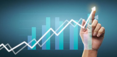 Finansal gösterge ve muhasebe piyasa analizi grafiklerine elle dokunmak