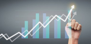 Finansal gösterge ve muhasebe piyasa analizi grafiklerine elle dokunmak