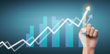 Finansal gösterge ve muhasebe piyasa analizi grafiklerine elle dokunmak