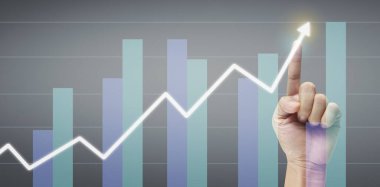 Finansal gösterge ve muhasebe piyasa analizi grafiklerine elle dokunmak