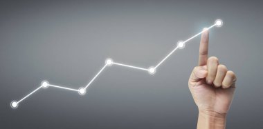 Finansal gösterge ve muhasebe piyasa analizi grafiklerine elle dokunmak
