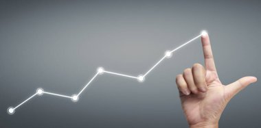 Finansal gösterge ve muhasebe piyasa analizi grafiklerine elle dokunmak
