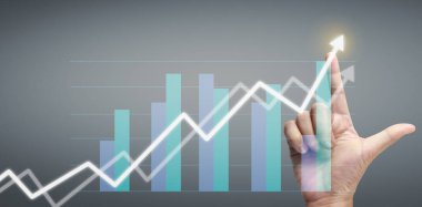 Finansal gösterge ve muhasebe piyasa analizi grafiklerine elle dokunmak