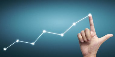 Finansal gösterge ve muhasebe piyasa analizi grafiklerine elle dokunmak