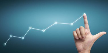Finansal gösterge ve muhasebe piyasa analizi grafiklerine elle dokunmak