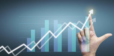 Finansal gösterge ve muhasebe piyasa analizi grafiklerine elle dokunmak