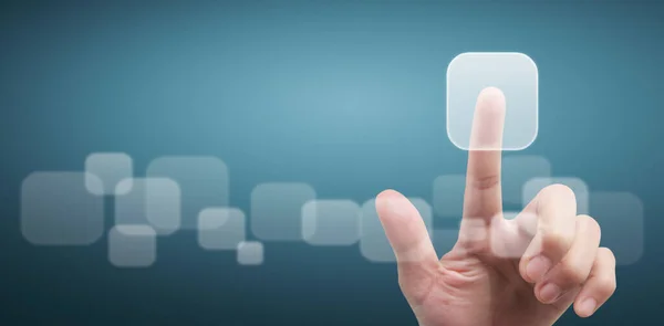Hände Berühren Bildschirm Schnittstelle Globale Verbindung Kunden Vernetzung Datenaustausch — Stockfoto