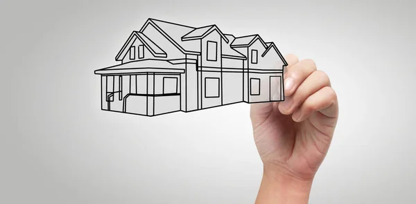 Primer Plano Modelo Casa Dibujo Mano — Foto de Stock