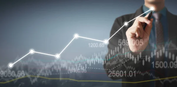Desenho Mão Gráfico Estoque Gráfico Crescimento — Fotografia de Stock
