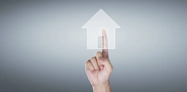 Modelo Casa Tela Casa Família Conceito Seguro Proteção — Fotografia de Stock