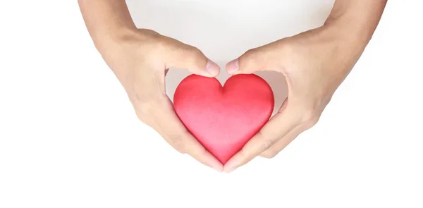 Χέρια Κόκκινη Καρδιά Έννοιες Δωρεάς Καρδιάς — Φωτογραφία Αρχείου