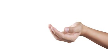 Boş alan el açık beyaz izole