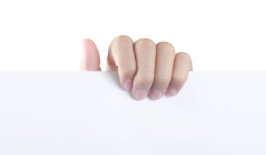 Close up Hands holding white empty paper