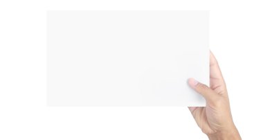 Close up Hands holding white empty paper