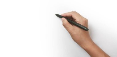 El siyah kalemle çizilmeye hazır.