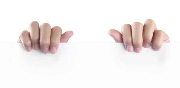 Fechar Mãos Segurando Papel Branco Vazio — Fotografia de Stock