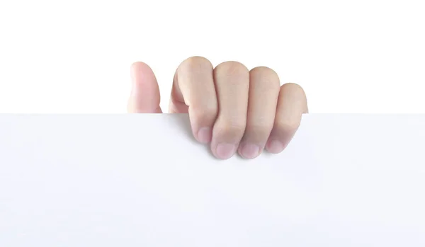 Fechar Mãos Segurando Papel Branco Vazio — Fotografia de Stock