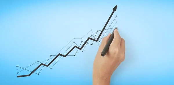 Kézi Rajz Diagram Grafikon Növekedési Állomány Stock Fotó