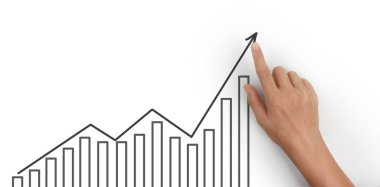 Finansal gösterge ve muhasebe piyasa analizi grafiklerine elle dokunmak