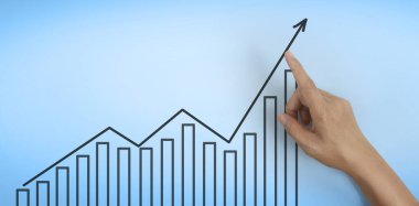 Finansal gösterge ve muhasebe piyasa analizi grafiklerine elle dokunmak