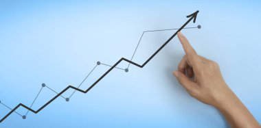 Finansal gösterge ve muhasebe piyasa analizi grafiklerine elle dokunmak