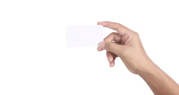 Mão Segurando Cartão Virtual Com Seu — Fotografia de Stock