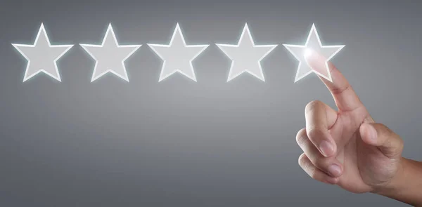 Hand Touching Rise Increasing Five Stars Increase Rating Evaluation Classification Stock Image