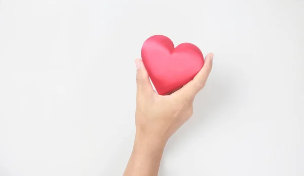 Handen Met Een Rood Hart Hart Gezondheid Donatie Concepten — Stockfoto