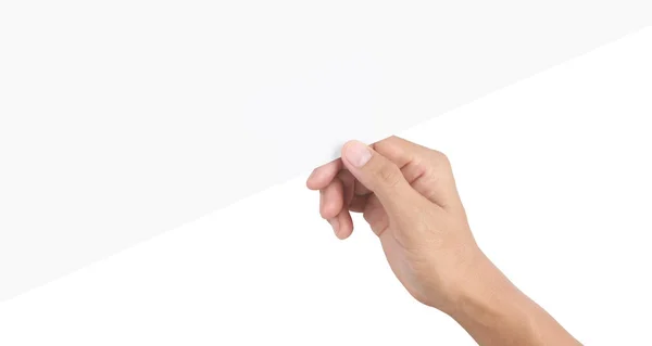 Κενός Χώρος Για Κείμενο Χέρι Κρατά Λευκό Κενό Χαρτί — Φωτογραφία Αρχείου