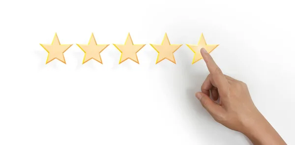 Hand Touching Rise Increasing Five Stars Increase Rating Evaluation Classification — Stock Photo, Image