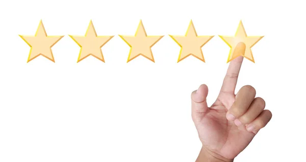 Hand Touching Rise Increasing Five Stars Increase Rating Evaluation Classification — Stock Photo, Image