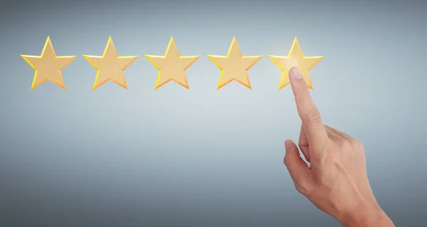 Hand Touching Rise Increasing Five Stars Increase Rating Evaluation Classification — Stock Photo, Image