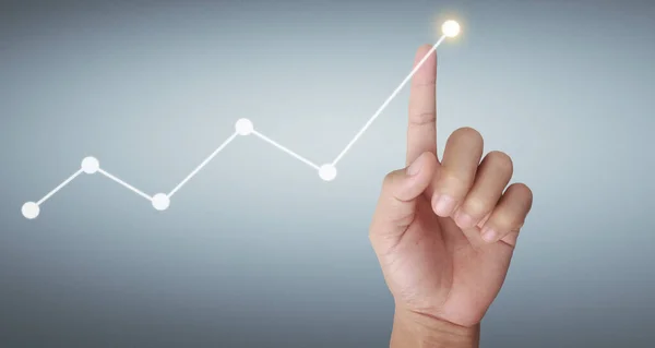 Hand Touching Graphs Financial Indicator Accounting Market Economy Analysis Chart — Stock Photo, Image