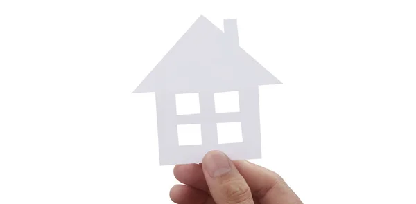 Hands Holding Paper House Family Home Protecting Insurance Concept — Stock Photo, Image