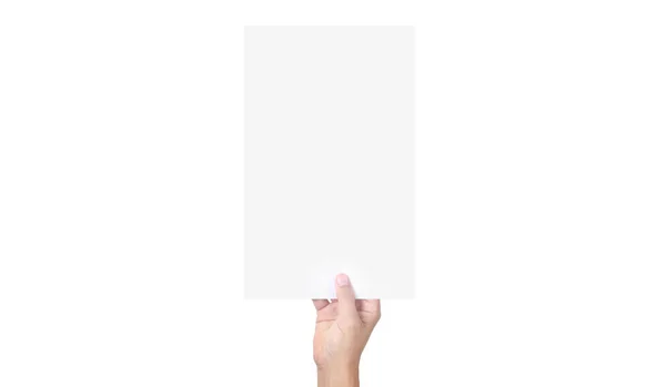 Manos Sosteniendo Papel Blanco Para Papel Carta — Foto de Stock