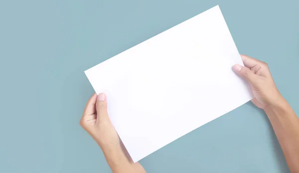 Hands Holding Paper Blank Letter Paper — Stock Photo, Image