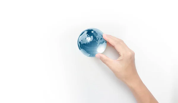 Globe Hand Energy Saving Concept Elements Image Furnished Nasa — Stock Photo, Image