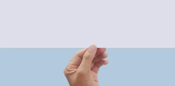 Espaço Vazio Para Texto Mão Está Segurando Papel Branco — Fotografia de Stock