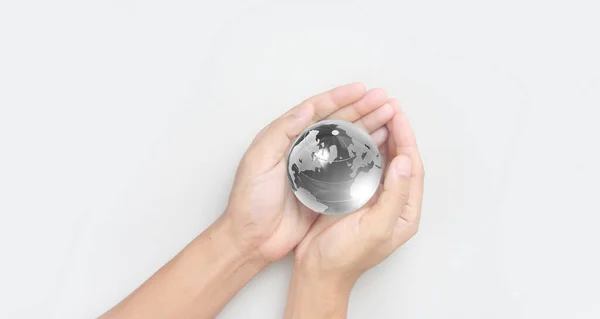 Glaskugel Der Hand Energiesparkonzept Elemente Dieses Bildes Von Der Nasa — Stockfoto