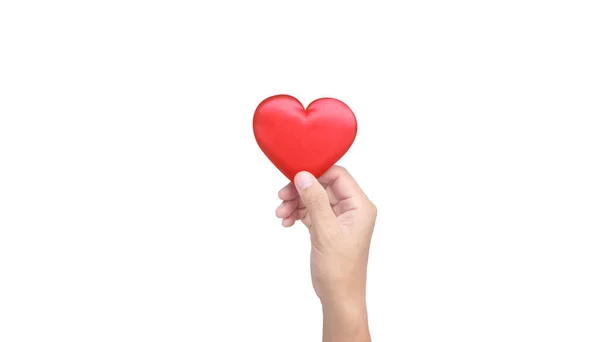 赤いハートを持つ手 心臓の健康寄付の概念 — ストック写真