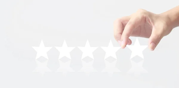 Rise Increasing Five Stars Human Hand Increase Rating Evaluation Classification — Stock Photo, Image