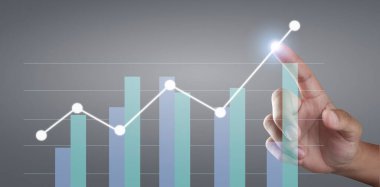Finansal gösterge ve muhasebe piyasa analizi grafiklerinin el ele dokunması
