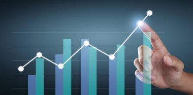 Finansal gösterge ve muhasebe piyasa analizi grafiklerinin el ele dokunması